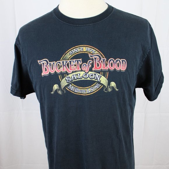 Bucket Of Blood Saloon Biker Bar T Shirt Black Mens Large Motorcycle Nevada - Picture 1 of 9